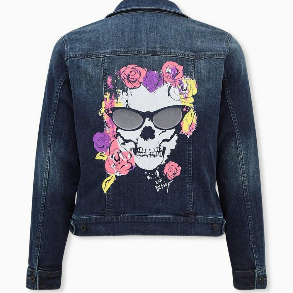 Betsey Johnson Skull Jacket Torrid Dark Denim 3X 22-24 NWT New